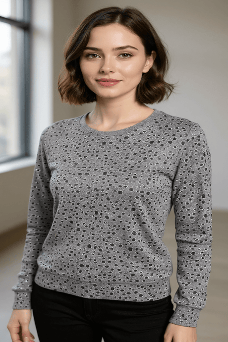 Textured Metallic Long Sleeve Top - MUTCCI