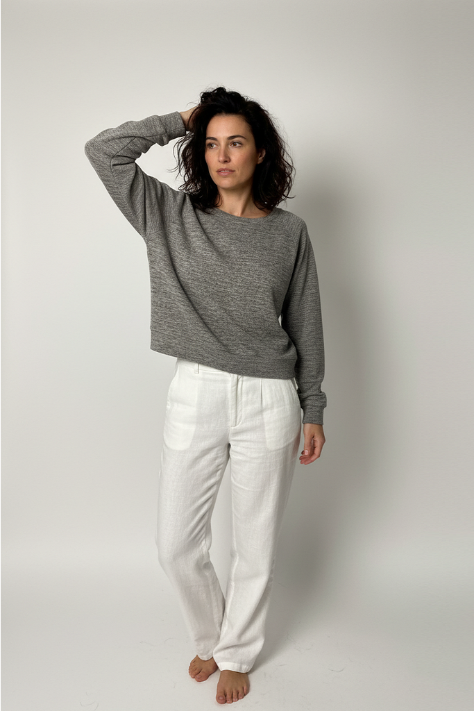 Textured Knit Hacci Raglan Long Sleeve Top - MUTCCI