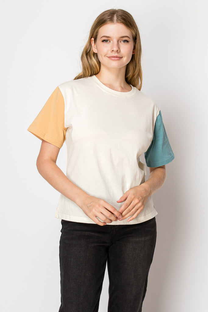 Color Block Short Sleeve Tee - Mutcci