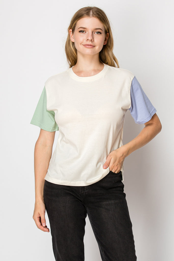 Color Block Short Sleeve Tee - Mutcci