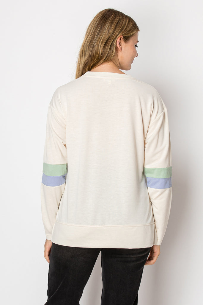 Color Block Stripe Long Sleeve Top - Mutcci