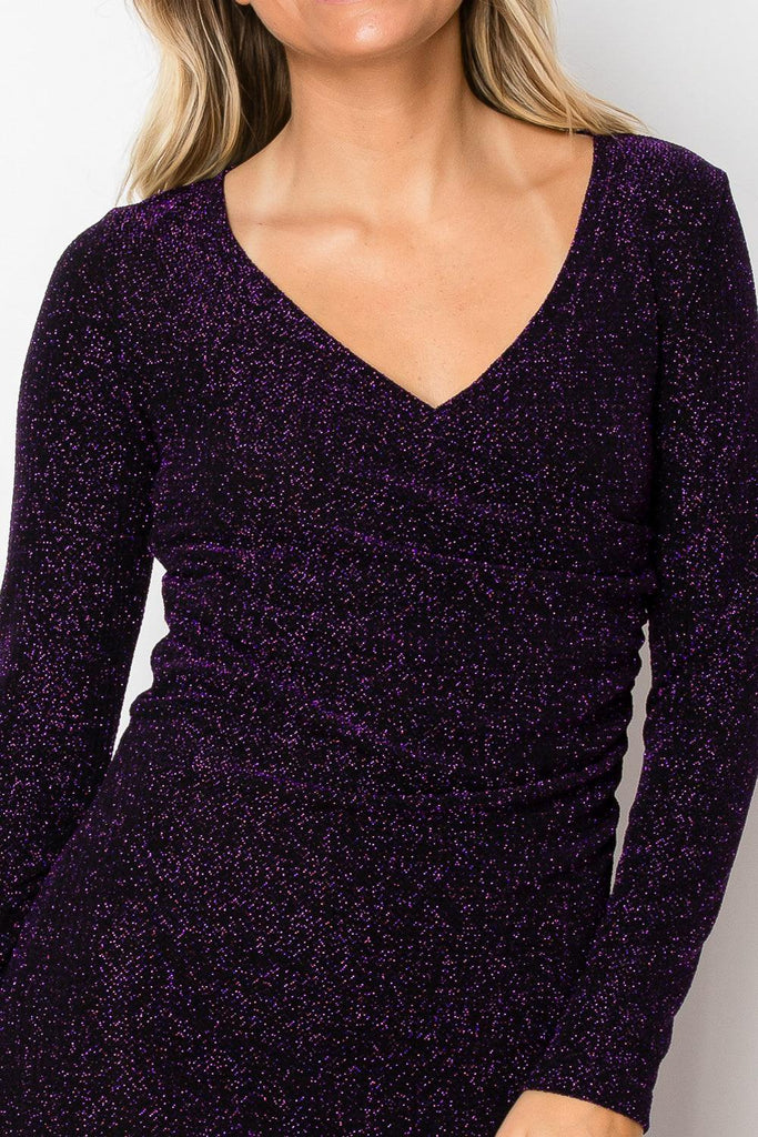 Metallic Ruched Wrap Dress - MUTCCI