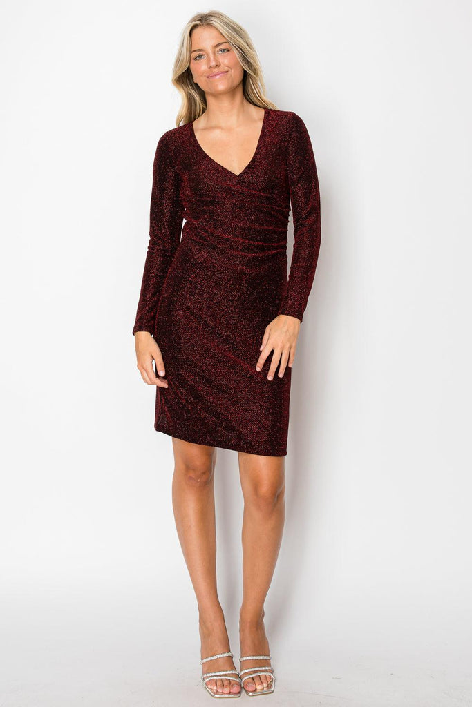 Metallic Ruched Wrap Dress - MUTCCI
