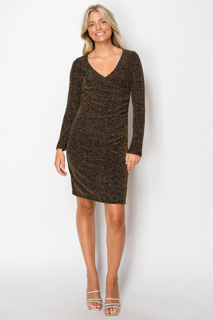 Metallic Ruched Wrap Dress - MUTCCI
