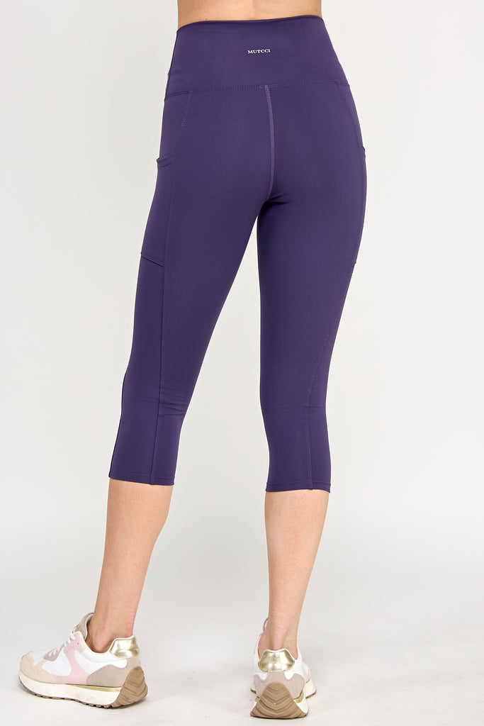 PowerHold Pocket Capri Leggings-Dark Purple - MUTCCI