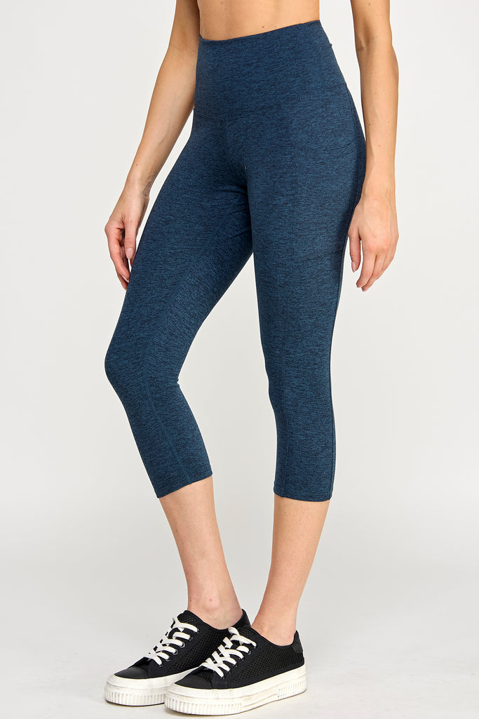 SuperSilky Capri Leggings-Heather Navy - MUTCCI
