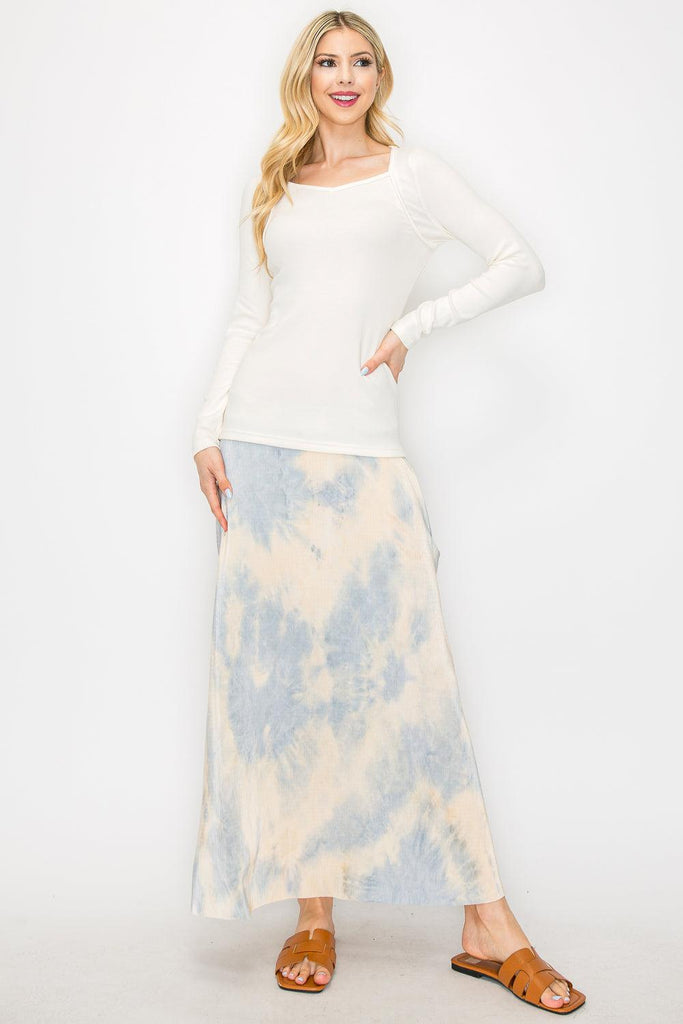 Long Sleeve Rib Square Neck Top - MUTCCI