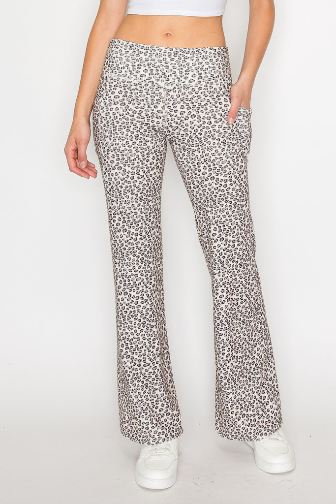 Leopard Ribbed Flare Pants - MUTCCI