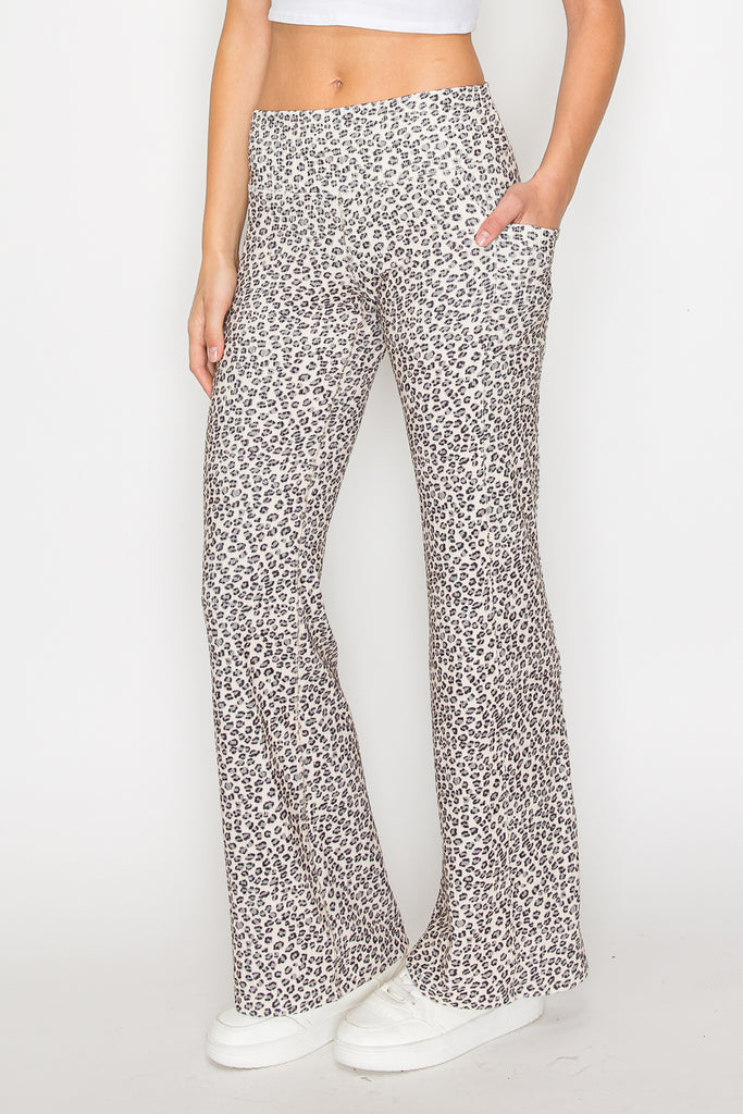 Leopard Ribbed Flare Pants - MUTCCI