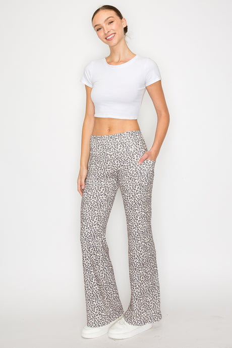 Leopard Ribbed Flare Pants - MUTCCI
