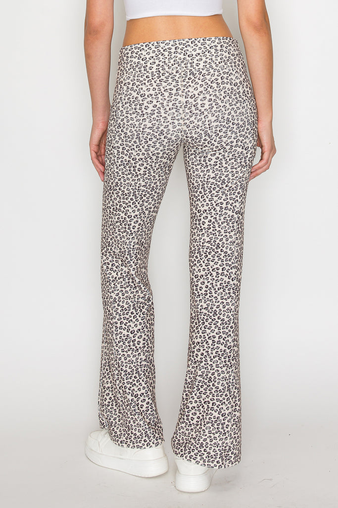 Leopard Ribbed Flare Pants - MUTCCI