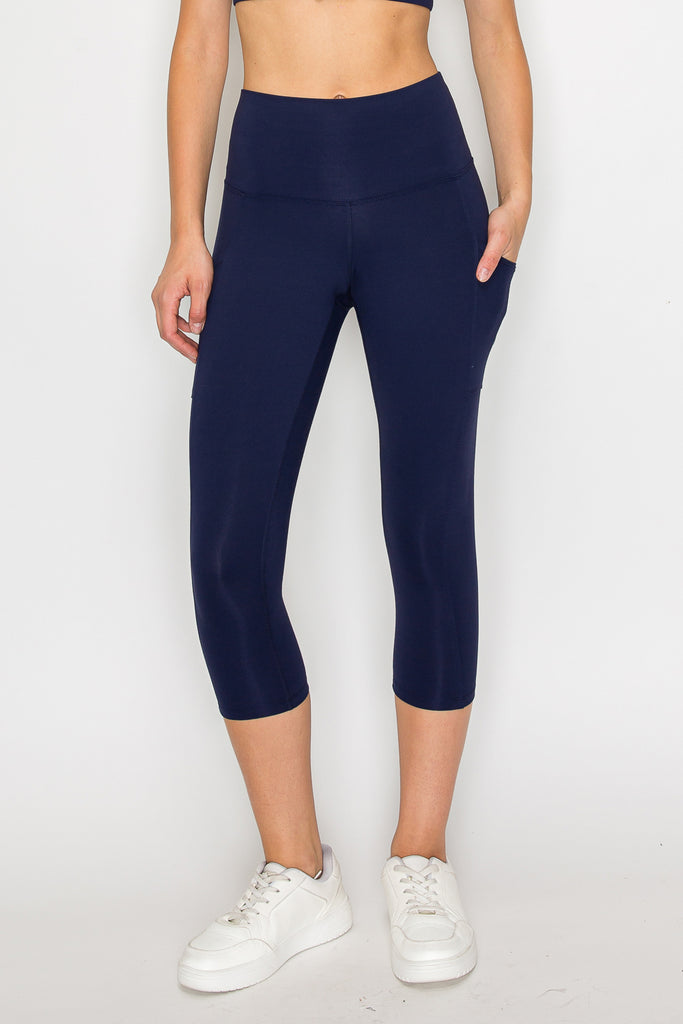 Powerhold Pocket Capri Leggings-Navy - MUTCCI