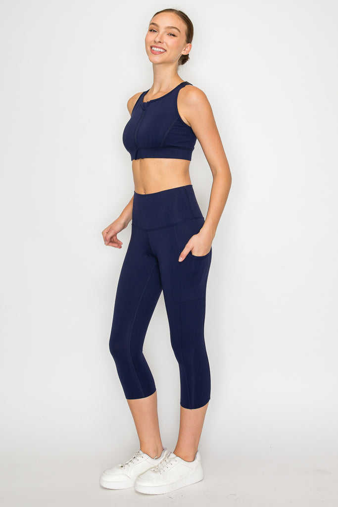 Powerhold Pocket Capri Leggings-Navy - MUTCCI