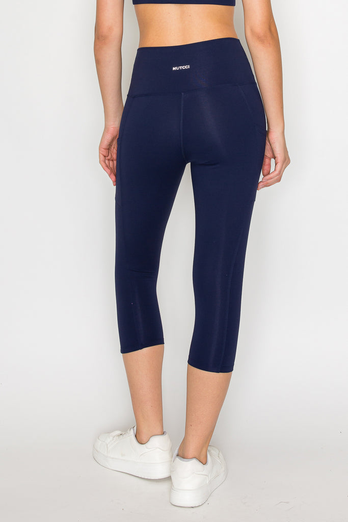 Powerhold Pocket Capri Leggings-Navy - MUTCCI