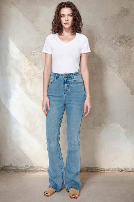 High Rise Comfort Slim Flare Jeans - MUTCCI