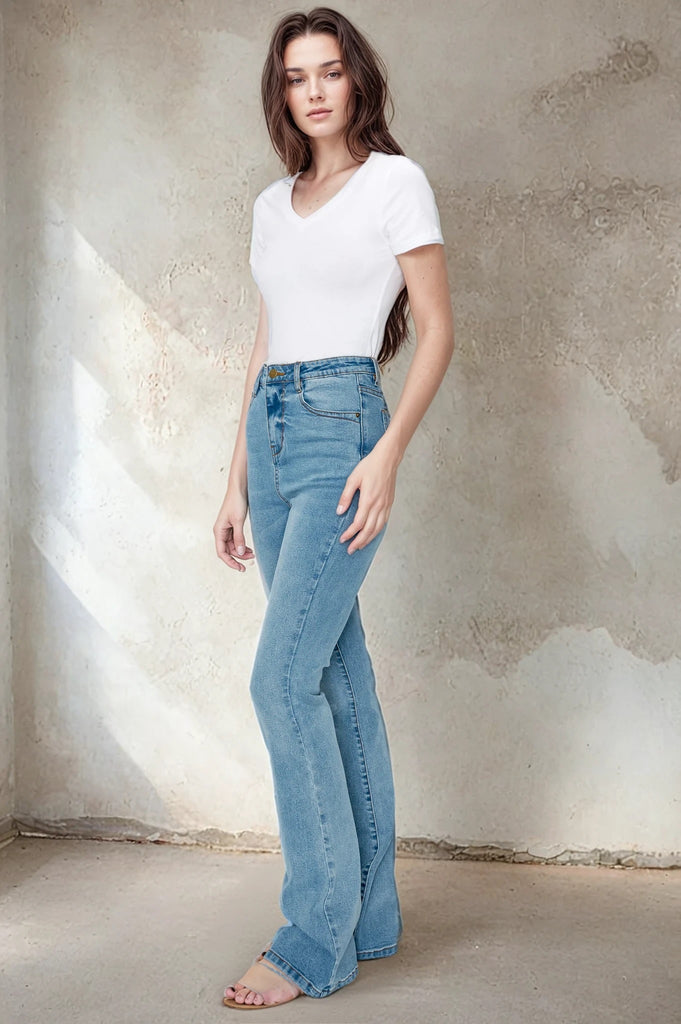High Rise Comfort Slim Flare Jeans - MUTCCI