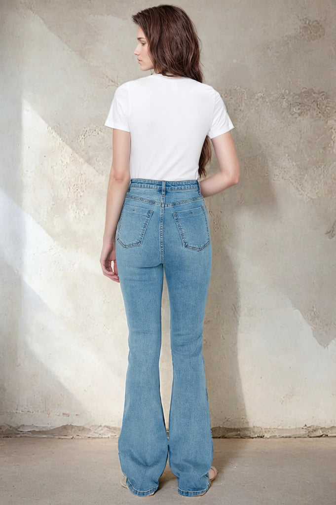 High Rise Comfort Slim Flare Jeans - MUTCCI