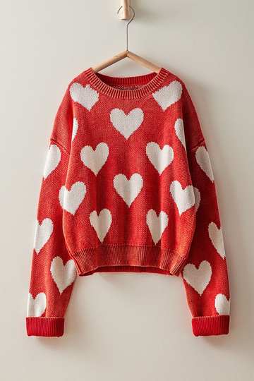 Heart Print Knit Sweater - MUTCCI