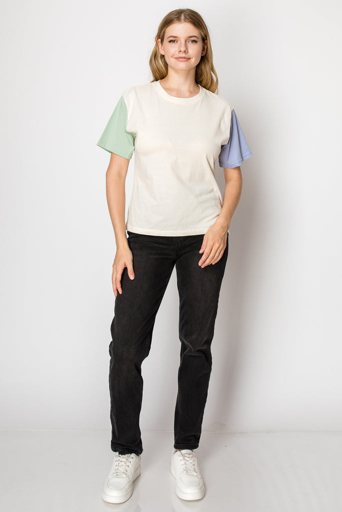 Color Block Short Sleeve Tee - Mutcci